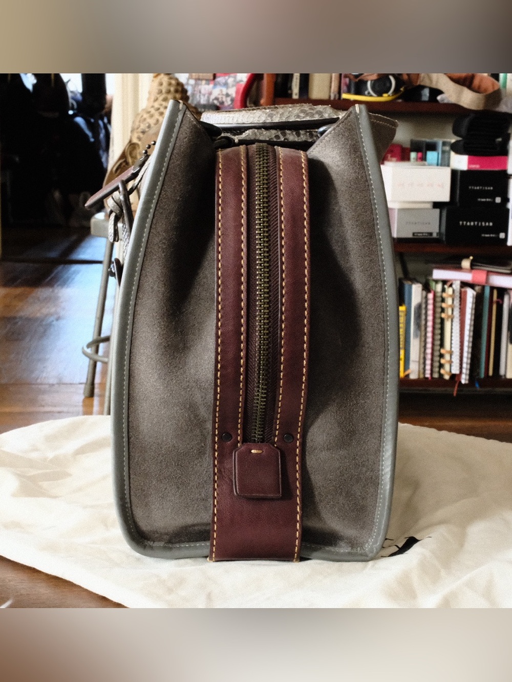 Coach Gray Suede MTO Rogue 36 With Genuine Python Handles and hang tag 1941 - Picture 7 of 11